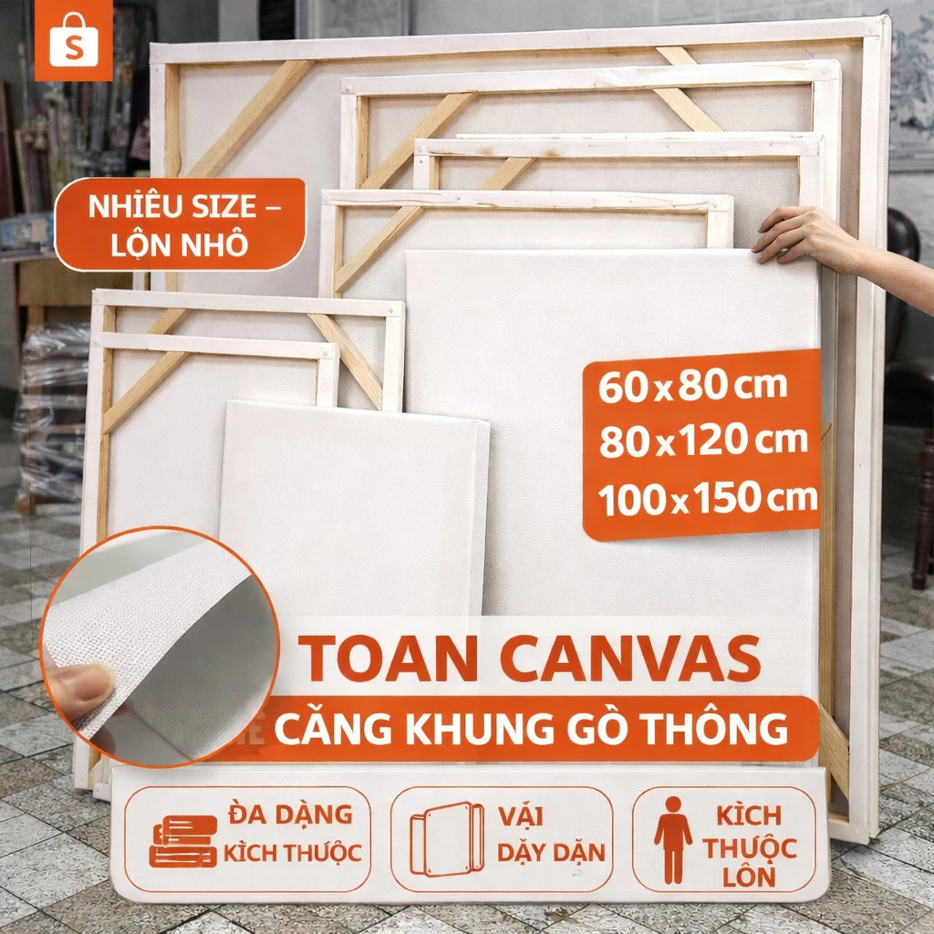 [30x40~80x120cm] Khung toan vẽ, khung tranh vẽ canvas họa phẩm giá xưởng SIÊU RẺ vẽ màu acrylic, vẽ tranh sơn dầu